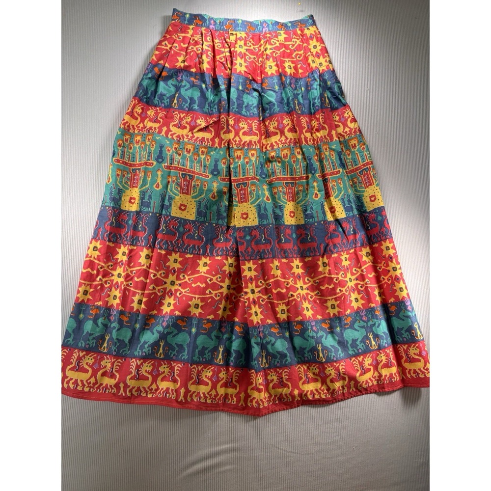 Vintage‎ 70's Claude Midi Skirt Made In Brazil Old WorldFolklore Print 10 Boho